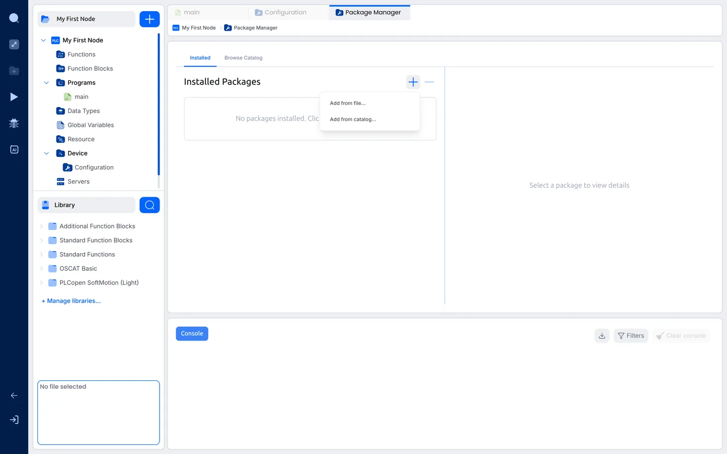 Adding a board package from a file